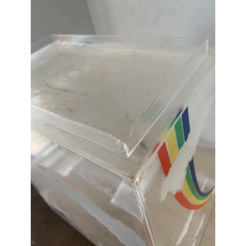 Vintage late 70s/early 80s Rainbow Clouds Lucite Acrylic Waste Bin Trash Can